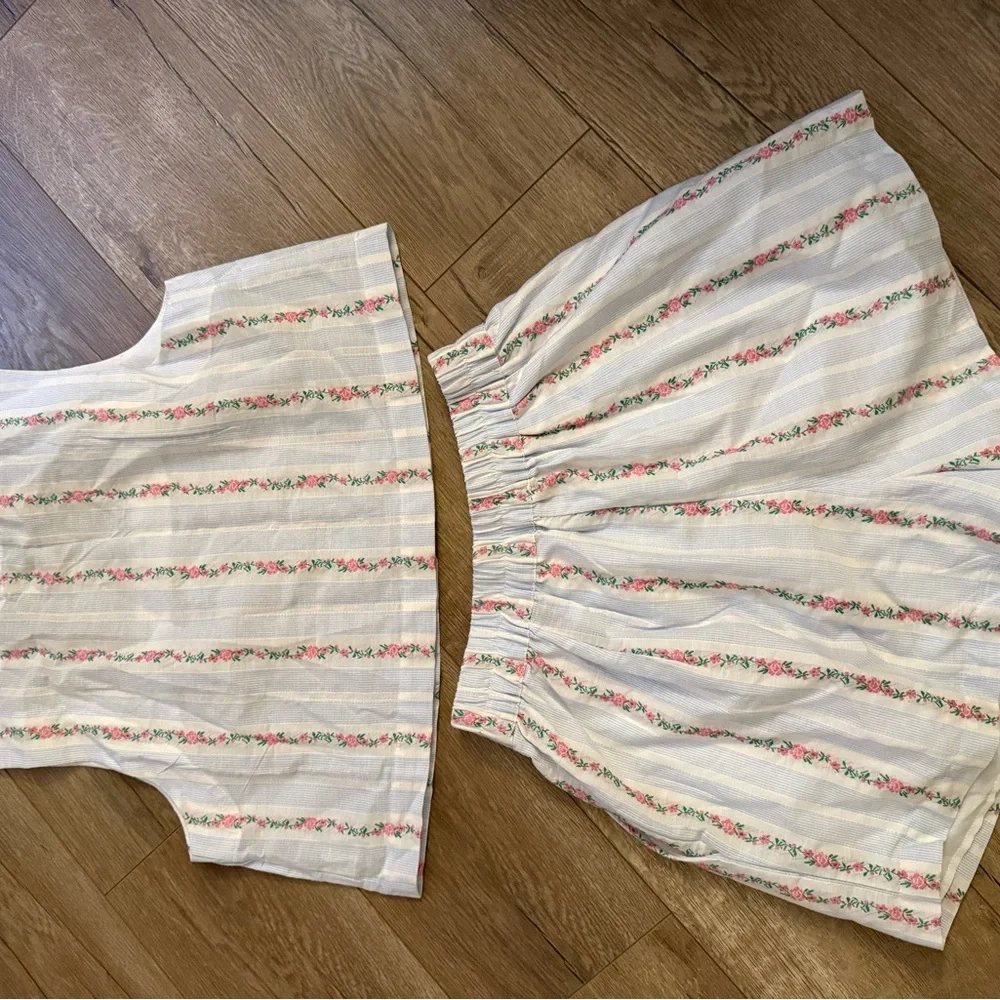MABLE High Waist Floral Striped Shorts & Crop Top Set - Picture 5 of 5
